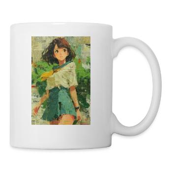 Textured Anime Girl Collage Art - Coffee/Tea Mug - white - Right