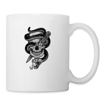 snake with skull & Dagger in the eye - Coffee/Tea Mug - white - Right