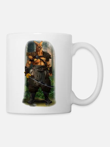 Exclusive Hand Drawn Samurai Kangaroo - Coffee/Tea Mug - white