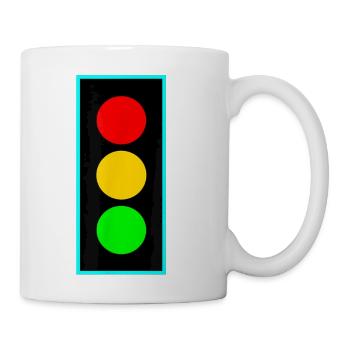 flashing red traffic light - Coffee/Tea Mug - white - Right