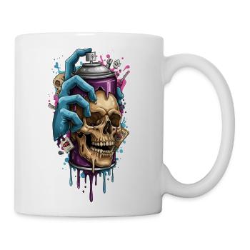 Graffiti Skull with Spray Can - Coffee/Tea Mug - white - Right