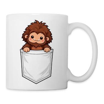 Funny Sasquatch Pocket Tee – Cute Bigfoot Hiking - Coffee/Tea Mug - white - Right