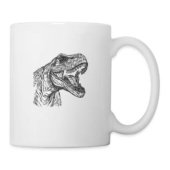 Roaring T-rex Dinosaur Cool Dino Design - Coffee/Tea Mug - white - Right