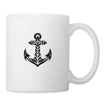 Elegant Anchor With Tribal Tattoo Style - Coffee/Tea Mug - white - Right