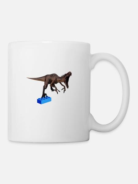 Dinosaur stepping on lego brick - Coffee/Tea Mug - white