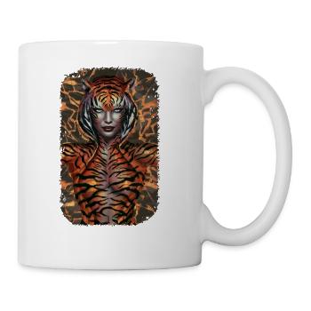 Fierce Jungle Tiger Spirit Fantasy Artwork - Coffee/Tea Mug - white - Right