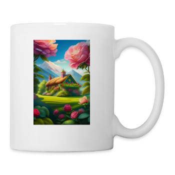 A house in a green garden - Coffee/Tea Mug - white - Right
