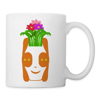 Flower vase that resembles an alien face - Coffee/Tea Mug - white - Right