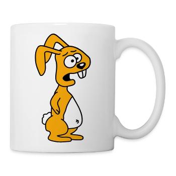 Rabbit Terrified Anxious Desperate Confused Cool - Coffee/Tea Mug - white - Right