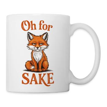 Funny Fox Pun Wall Art, Oh for (fox)sake phrase - Coffee/Tea Mug - white - Right