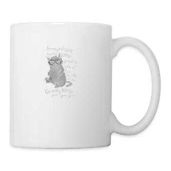 Annoyed kitty touchy kitty grouchy ball of fur moo - Coffee/Tea Mug - white - Right