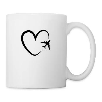 Love heart airplane travel gift - Coffee/Tea Mug - white - Right
