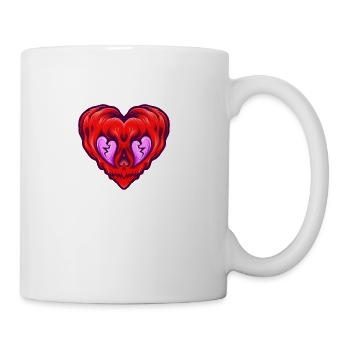 Broken Heart scary valentine cartoon heart - Coffee/Tea Mug - white - Right