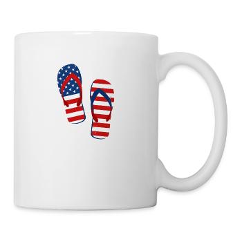 Flip Flop American Flag July 4 USA Stars Stripes - Coffee/Tea Mug - white - Right