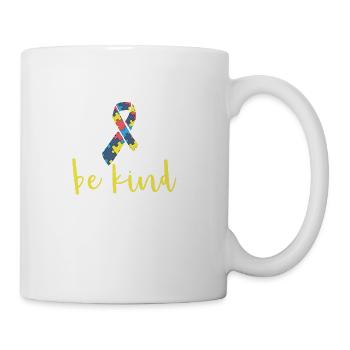 Be Kind Ribbon Puzzle Autism T-Shirt - Coffee/Tea Mug - white - Right