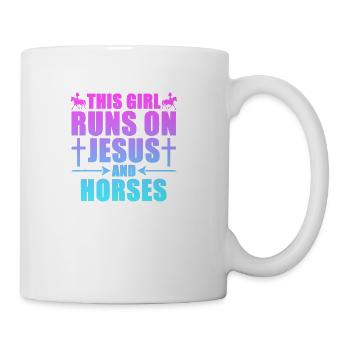 This Girl Runs On Jesus And Horses Christianity - Coffee/Tea Mug - white - Right