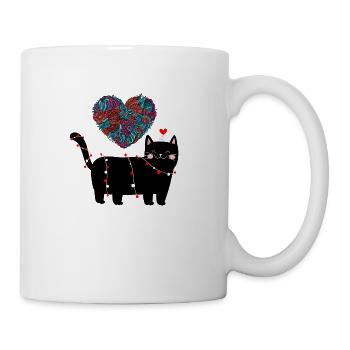 Fun Cute Heart Doodle Art Love Word White cat love - Coffee/Tea Mug - white - Right