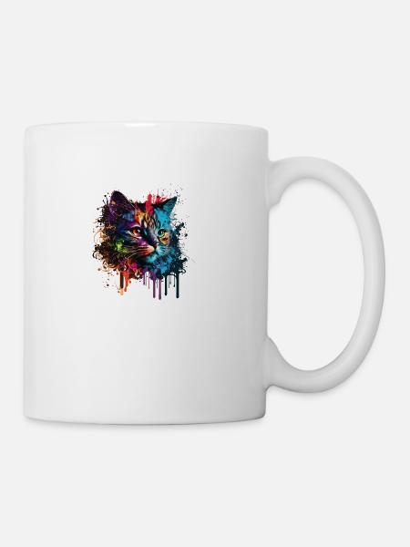 Rainbow Black Cat - Coffee/Tea Mug - white