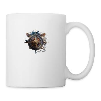 navy compass sailing - Coffee/Tea Mug - white - Right