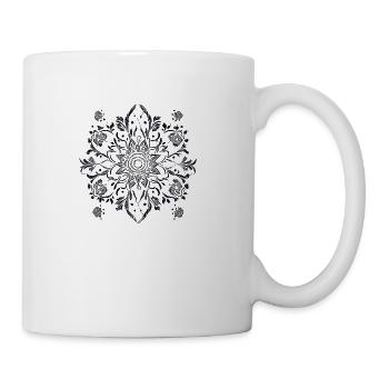 Fractal colorful bright pattern flowers - Coffee/Tea Mug - white - Right