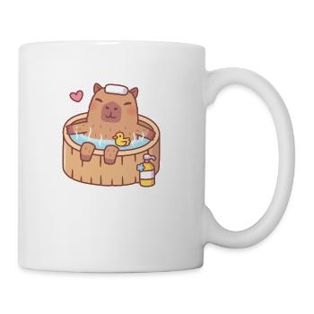 Cute Capybara And Ducky Relaxing In Hot Bath - Coffee/Tea Mug - white - Right