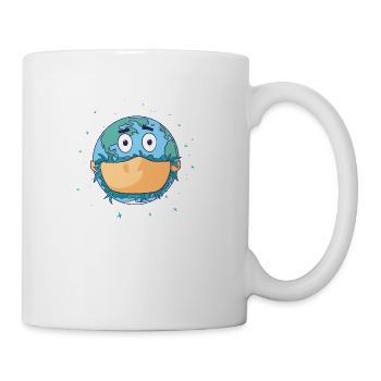 Face Mask Earth The Planet Earth Wearing A Face - Coffee/Tea Mug - white - Right