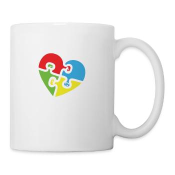 Autism Be Kind Puzzle Pieces Heart Kids Autism - Coffee/Tea Mug - white - Right