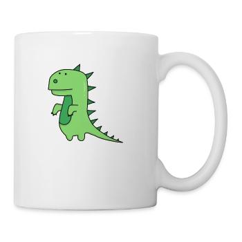 Cute Green T Rex Dinosaur Design - Coffee/Tea Mug - white - Right