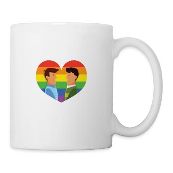 Husband Wife Gays Hugging Together Wedding Day - Coffee/Tea Mug - white - Right