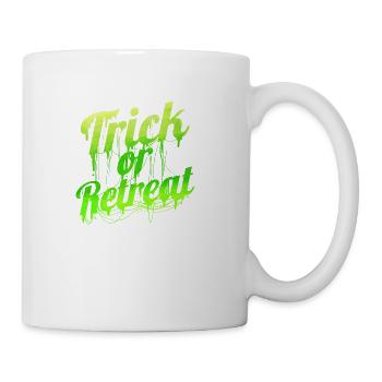 Green Spiderweb Letter Trick Or Retreat Halloween - Coffee/Tea Mug - white - Right