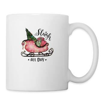 Xmas Christmas Sleigh All Day Fir Tree - Coffee/Tea Mug - white - Right
