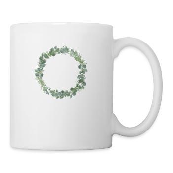 Winter wreath made of eucalyptus and fir branches - Coffee/Tea Mug - white - Right