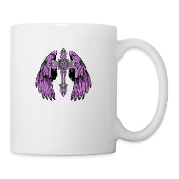 Religious Faith Cross Angel Wings - Coffee/Tea Mug - white - Right
