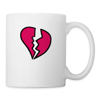 Broken Heart Design With Two Shades of Red Vector - Coffee/Tea Mug - white - Right