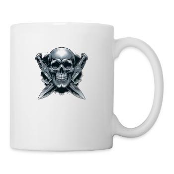 Twin Blades: Skull Between Daggers - Coffee/Tea Mug - white - Right