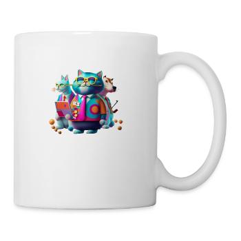 Business Cat in Creative Brainstorming Session - Coffee/Tea Mug - white - Right
