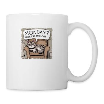 Cat, Mondays? More Like Meh-days - Coffee/Tea Mug - white - Right