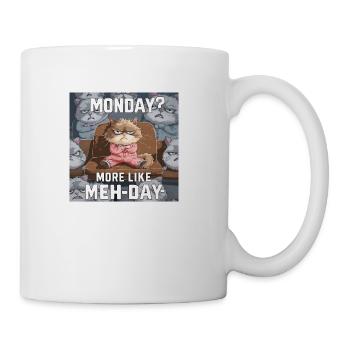 Cat, Mondays? More Like Meh-days - Coffee/Tea Mug - white - Right