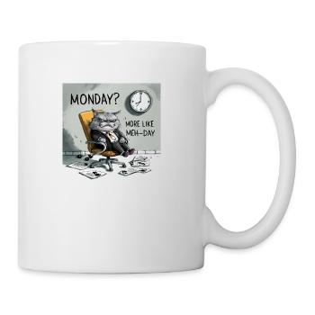 Cat, Mondays? More Like Meh-days - Coffee/Tea Mug - white - Right