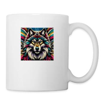 Colorful Wolf Art Tee - Vibrant Animal Lover - Coffee/Tea Mug - white - Right