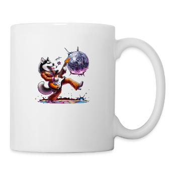 Disco Guitar Husky dog - Coffee/Tea Mug - white - Right