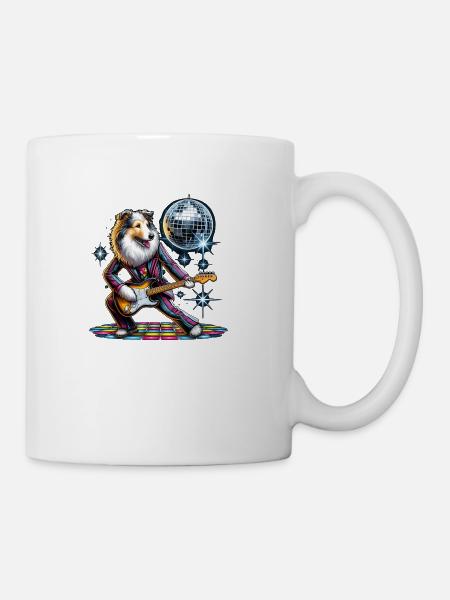 Disco Bearded Collie Dog - Coffee/Tea Mug - white