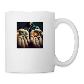 Bitcoin BTC Cryptocurrency Orange Pill Blue Pill - Coffee/Tea Mug - white - Right