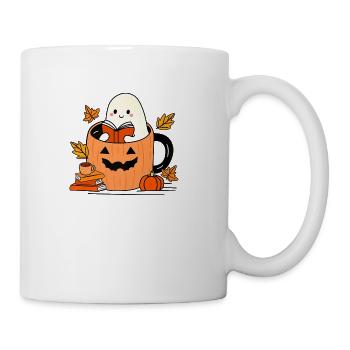 Cute Bookish Ghost Pumpkin Cup Autumn Vibes Fall H - Coffee/Tea Mug - white - Right