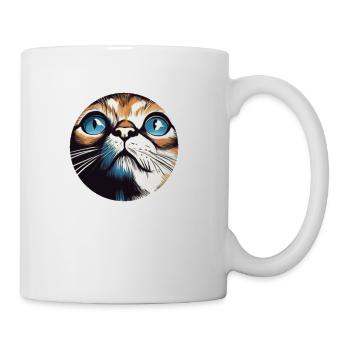 Cut cat face hole - Coffee/Tea Mug - white - Right