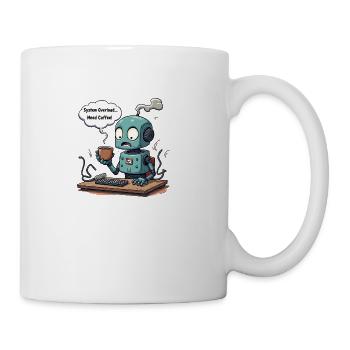 System Overload – Coffee-Powered Robot Meltdown - Coffee/Tea Mug - white - Right