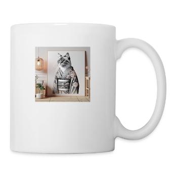 Elegant Kimono Cat Art Print - Coffee/Tea Mug - white - Right