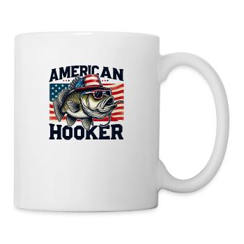Funny American Hooker Bass Fishing - Coffee/Tea Mug - white - Right