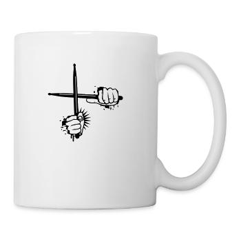 two crossed drumsticks - Coffee/Tea Mug - white - Right