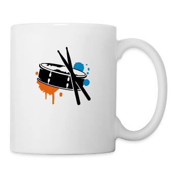colorful drum graffiti with drumsticks - Coffee/Tea Mug - white - Right
